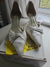 Next Women's Ivory Kitten Heel Bow Diamante Prom Bridal Shoes Size 6. Boxed