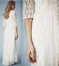 Top Shop Kate Moss Lace Crochet IVORY Maxi Wedding Dress | Size 10