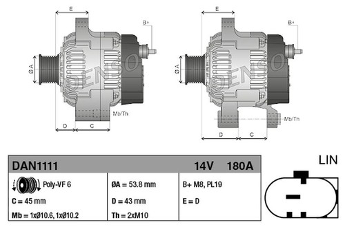 Denso alternator dan1111 - alternator,