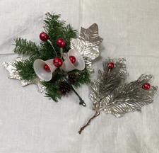 2 Large Vintage 1950s Christmas Corsages 10" and 12"