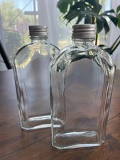 2 Glass Bottles Flasks Screw Top Lids 400ml capacity