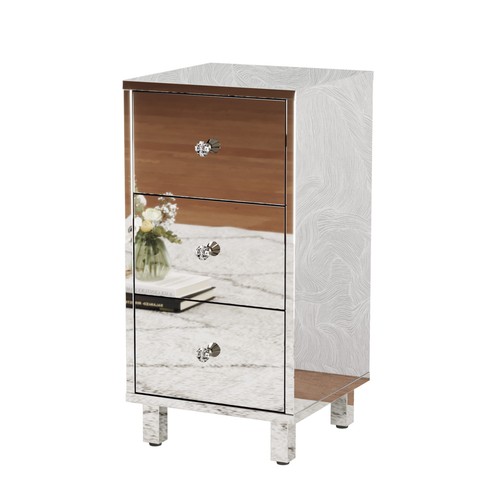 Mirrored bedside table cabinet - bedside,
