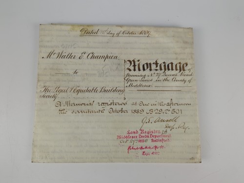 Antique 1889 mortgage deed - antique, mr