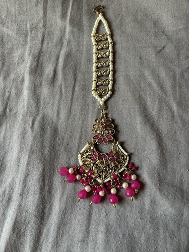 Pink white pearl headpiece