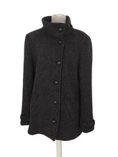 Armor-Lux Women's Coat Size XL Black Mix Knit Lapel Pockets Buttons Used F1