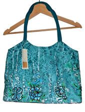 Brand New With Tags Gorjus Tote Bag in Green with Sequins and Floral Design
