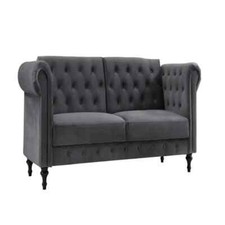 Dark Grey Velvet Chesterfield