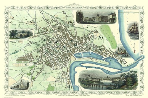 Old map aberdeen 1851 by - of,