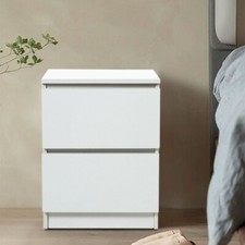 White Bedside Table 2 Drawers Cabinet Bedroom Furniture Storage Nightstand Shelf