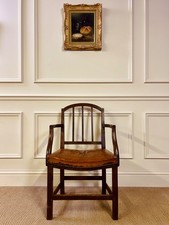 ANTIQUE OAK AND TAN LEATHER