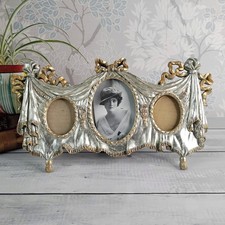 Trio Photo Picture Frame Bows Tassel Draped Rococo Baroque Style 