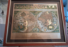 Blaeu Wall Framed Map - Gold Foil Nova Totivs Terrarom Sive Novi Orbis Tabvla