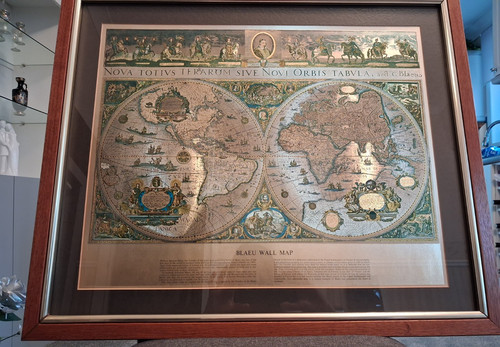 Blaeu wall framed map - framed, gold