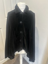 VINTAGE Black Cotton Velvet Cape Goth Traitors Halloween One Size