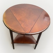 Vintage Bombay Company Triple Drop-Leaf Wooden Table Triangle or Round Display