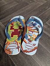 Havaianas Kids Minecraft Flip Flops Blue Size UK 4-5 Eur 37/38 #M41