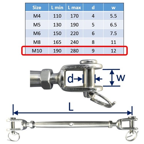 Turnbuckle stainless steel - steel, a4