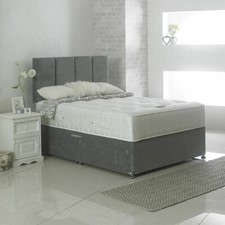 Modern Upholstered Drawers Storage Divan Bed Frame Base with Headboard Mattress