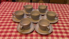 7 x Denby Everyday cool blue Staking cups mugs with saucers