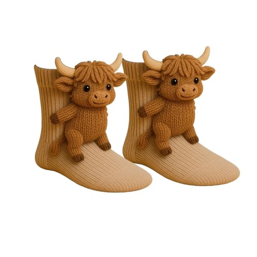 Cute highland cow - cow, socks