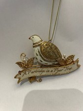 Set of 4 Gold & Cream “A Partridge in a Pear Tree” – Elegant Resin Decorations