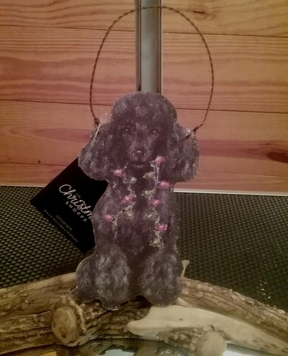 Black poodle christmas holiday - black,