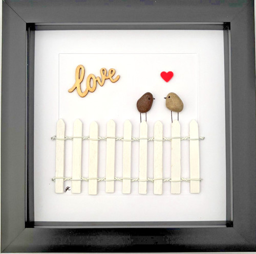 Love birds pebble art - love,
