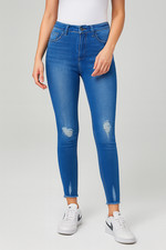 Ladies Jeans Denim Womens Stretch Leg High Waist Distressed Skinny Pants Size