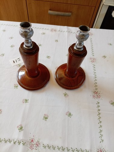 Vintage wooden candle sticks - wooden,