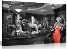 Marilyn Monroe Elvis Presley James Dean Red Dress Black & White Canvas Print