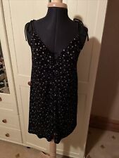 TOPSHOP Preloved Ladies Dress Size 6 Black Silver Star Print Velvet Sleeveless