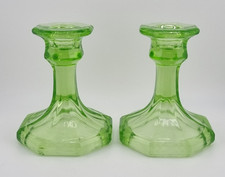 Art Deco Green Glass Candle