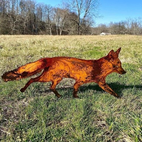 Rustic metal fox garden - rustic,