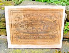 Westinghouse Co New York Threshing Machine Engines Wood Advertising Sign 1886