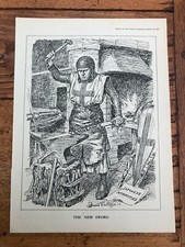 1942 cartoon print " crusader - the new sword " japanese atrocities ! 