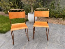 Set Of 6 X Redro Vintage Metal Frame Stacking Chairs In Copper Colour