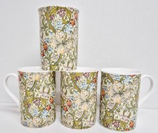 Golden Lily Mugs Set of 4 Bone China 300ml Windsor William Morris Lilies Cups