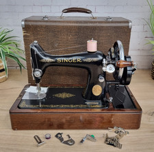 SINGER 99K  Antique Sewing Machine Hand Crank, 1937, With Case, Working, Vintage