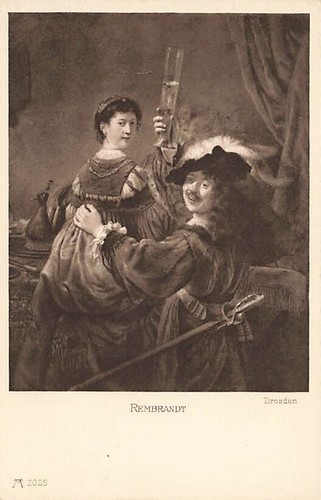 Old postcard rembrandt - postcard, self