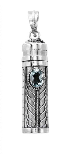 Prayer box pendant topaz pill - box,