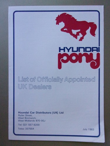 Hyundai pony orig 1983 - pony, mkt