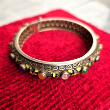 Vintage Antique Bracelet Enamel Chinese Silver Filigree Enamel Amethyst Bangle