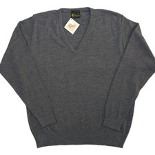 Balmoral Teflon Wool Blend V-Neck Jumper Mens 46 Inch Chest Grey NEW