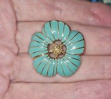 Vintage Trifari Enamel Dogwood Rose Flower Pendant 