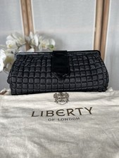 Liberty of London black leather vintage clutch bag evening bag