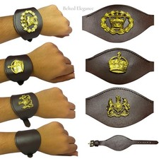 BRITISH Army Leather WRIST Rank Strap & RANK BADGES Warrant Officer Brass Fiting