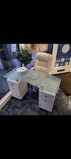 Professional Nail Technician Workstation Desk Glass Top With Extractor