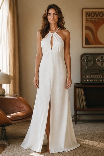 Vintage 1970s 80s white halter - white,