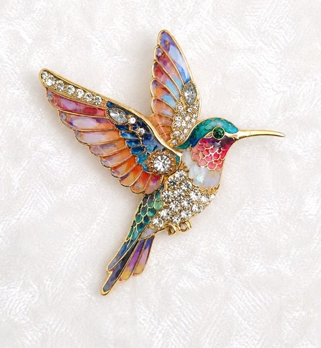 Flying hummingbird brooch - flying,
