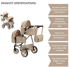 Celuna Total Twin Pram Stone